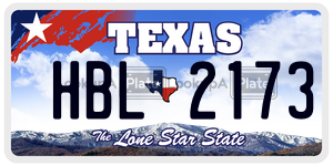 HBL2173 license plate in Texas