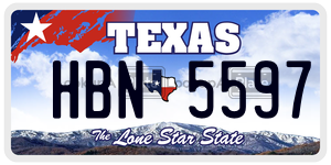HBN5597 license plate in Texas
