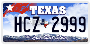 HCZ2999 license plate in Texas