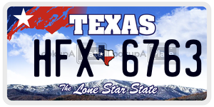 HFX6763 license plate in Texas