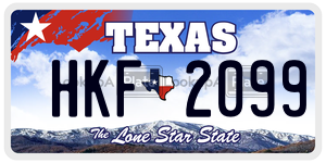 HKF2099 license plate in Texas