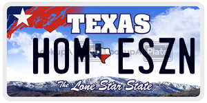 HOMESZN license plate in Texas