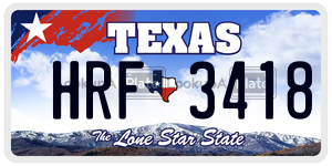 HRF3418 license plate in Texas