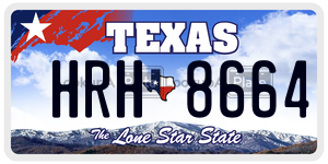 HRH8664 license plate in Texas