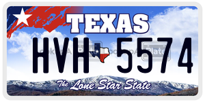 HVH5574 license plate in Texas