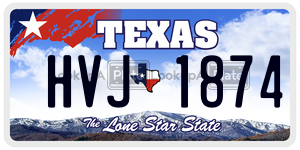 HVJ1874 license plate in Texas