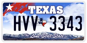 HVV3343 license plate in Texas