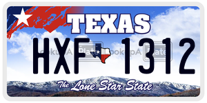 HXF1312 license plate in Texas