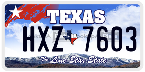 HXZ7603 license plate in Texas