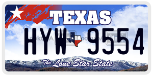 HYW9554 license plate in Texas