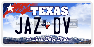 JAZDV license plate in Texas
