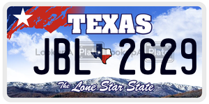 JBL2629 license plate in Texas