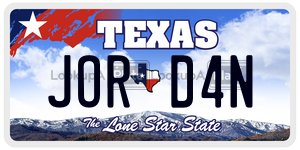 JORD4N license plate in Texas