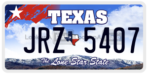 JRZ5407 license plate in Texas