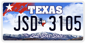 JSD3105 license plate in Texas