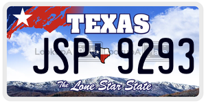 JSP9293  license plate in TX