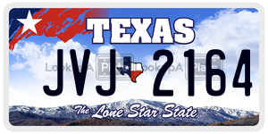 JVJ2164  license plate in TX
