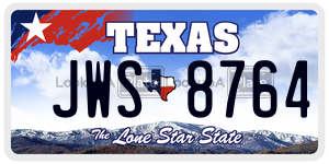 JWS8764 license plate in Texas