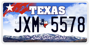 JXM5578 license plate in Texas