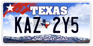 KAZ2Y5 license plate in Texas