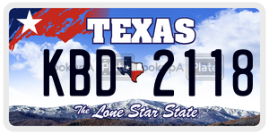 KBD2118 license plate in Texas