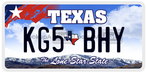 KG5BHY license plate in Texas