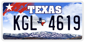 KGL4619 license plate in Texas