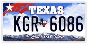 KGR6086  license plate in TX