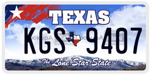 KGS9407 license plate in Texas