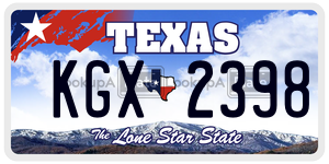 KGX2398 license plate in Texas