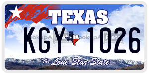 KGY1026 license plate in Texas