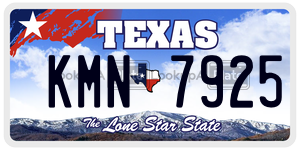KMN7925 license plate in Texas