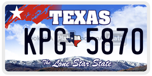 KPG5870  license plate in TX