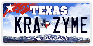KRAZYME license plate in Texas
