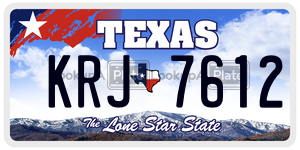 KRJ7612  license plate in TX