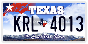 KRL4013 license plate in Texas