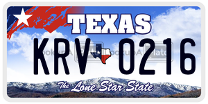 KRV0216 license plate in Texas