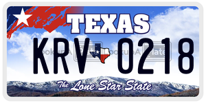 KRV0218 license plate in Texas