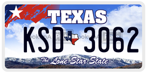 KSD3062 license plate in Texas