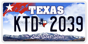 KTD2039 license plate in Texas