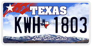 KWH1803  license plate in TX