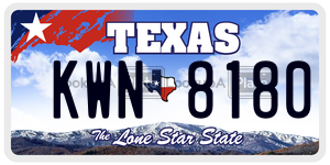 KWN8180 license plate in Texas