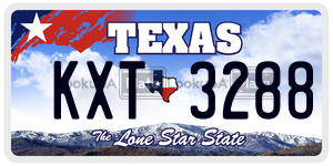KXT3288  license plate in TX