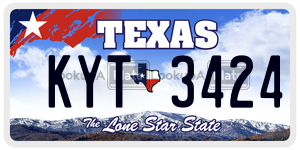 KYT3424  license plate in TX