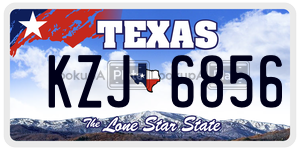KZJ6856 license plate in Texas