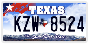 KZW8524 license plate in Texas