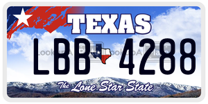 LBB4288 license plate in Texas