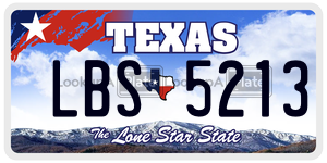LBS5213  license plate in TX