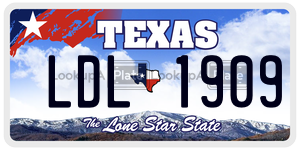 LDL1909  license plate in TX