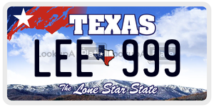 LEE999 license plate in Texas